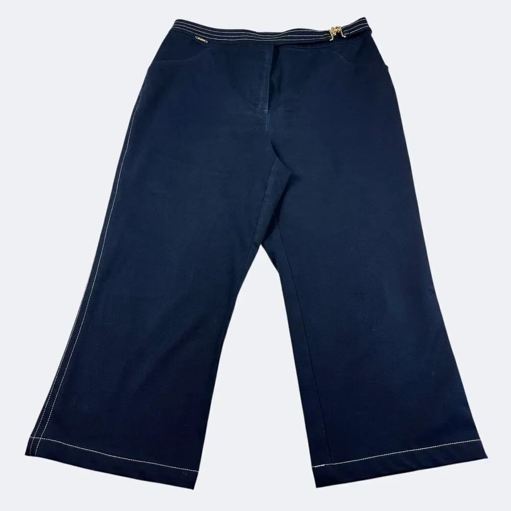 St. John Sport Navy Cropped Pants High Rise Stretch Classic Minimalist Luxe 4/6